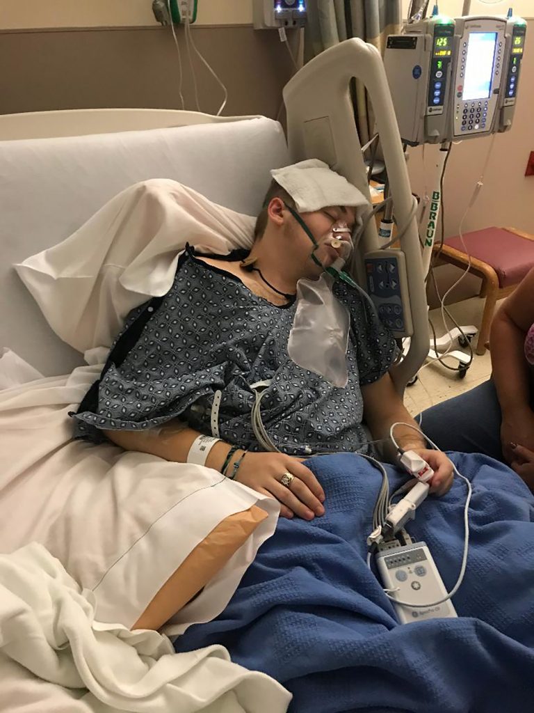 Photo shows teenager Giovanni Marino in a hospital bed. 