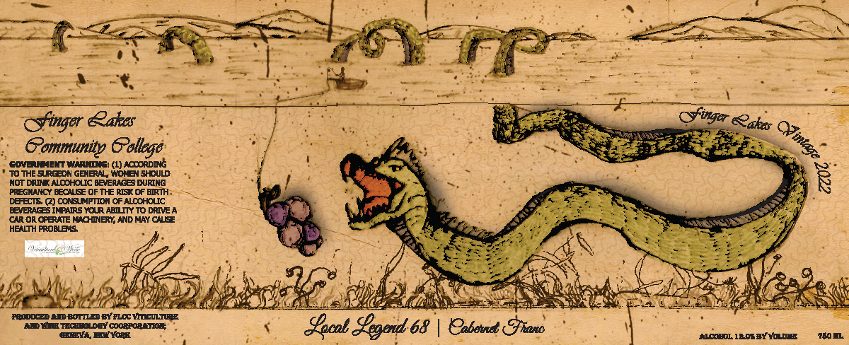 Image of serpent about to bit a cluster of grapes