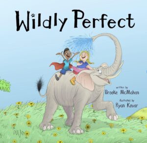 Wildly Perfect Book Cover showing children riding an elephant