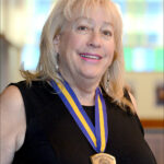 Woman wearing medal