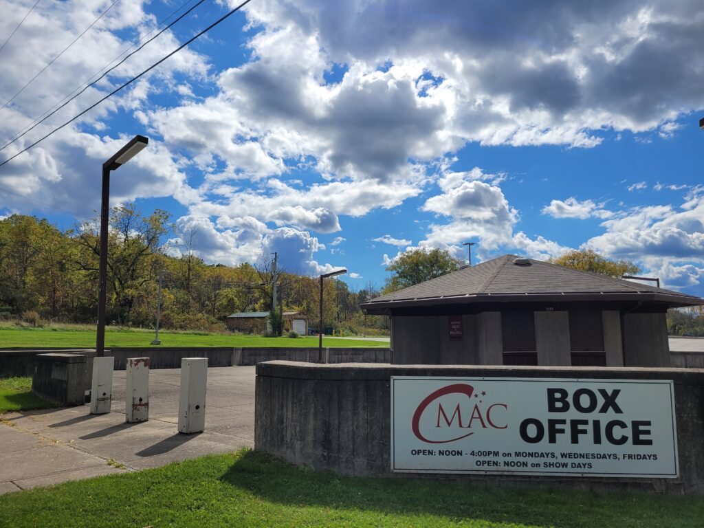 Oudoor image of CMAC ticket booth adjacent to concert parking lot